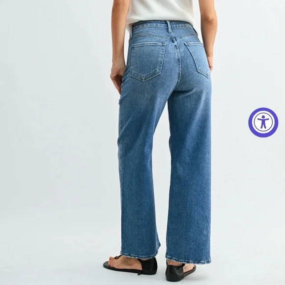 JUST BLACK DENIM The Patch Pocket Wide Leg Jeans Medium Wash Size 27 - Picture 3 of 12